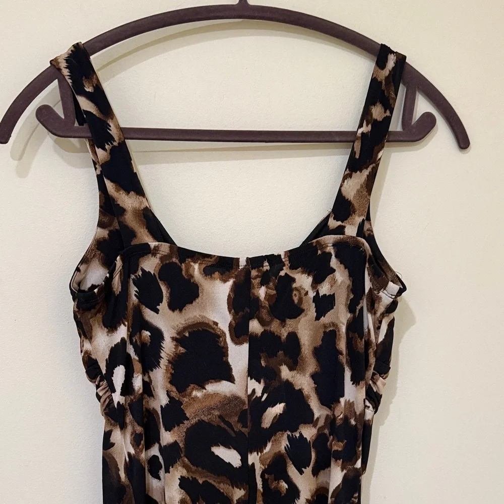 Elegant Leopard Print | Low High Midi Women’s Dress Size L | NWOT